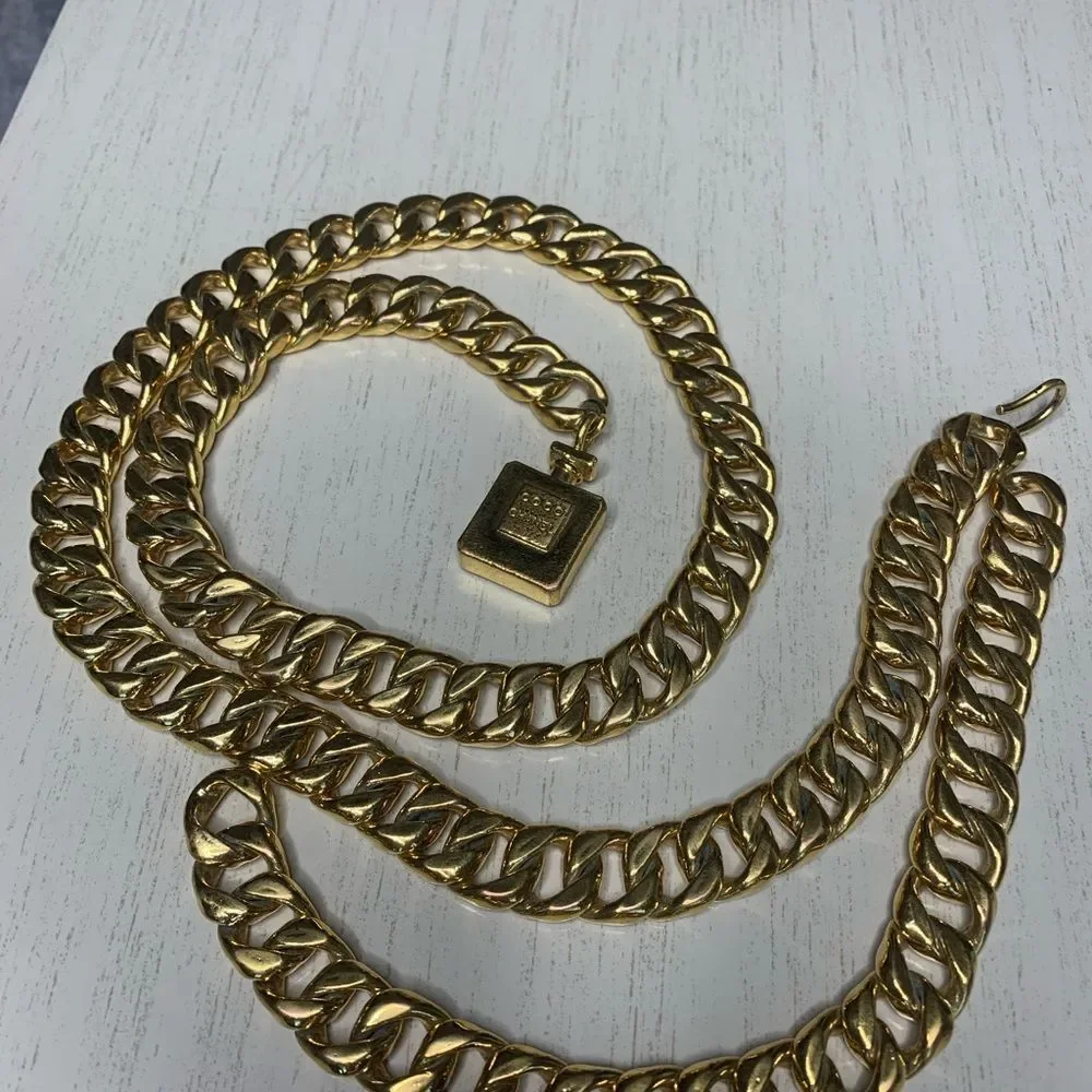 1970s Chanel Gold Toned Perfume Chain Belt Necklace Vintage Pristine condition